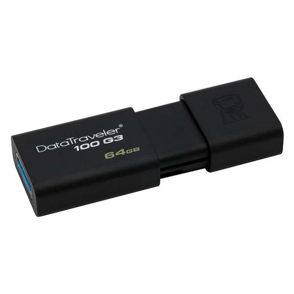 Kingston USB flash disk, USB 3.0 (3.2 Gen 1), 64GB, DataTraveler 100 Gen3, černý, DT100G3/64GB,