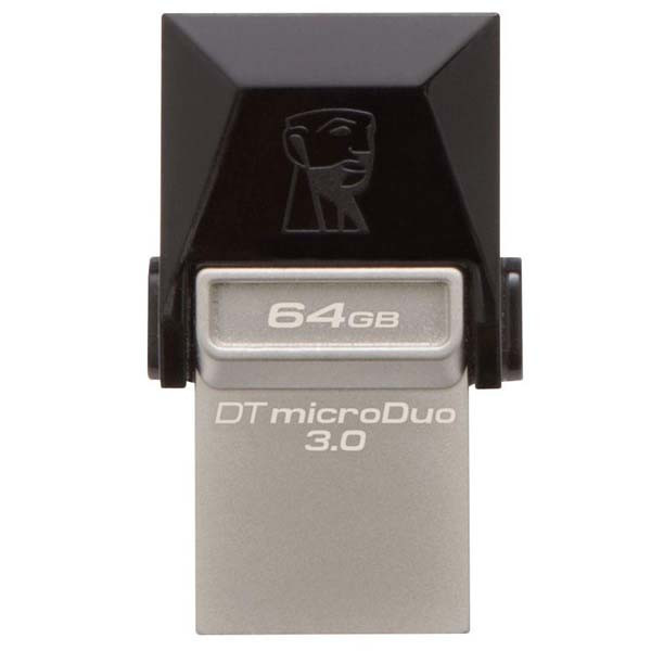 Kingston USB flash disk OTG, 3.0/Micro, 64GB, DataTraveler microDuo, černý, stříbrný, DTDUO3/64G