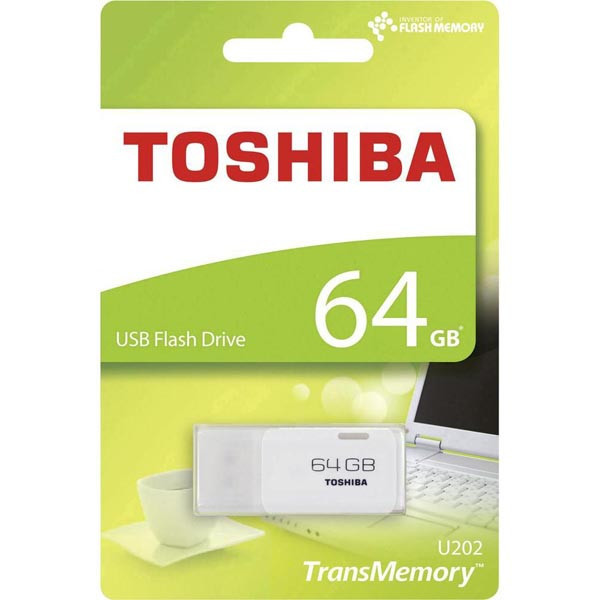 Toshiba USB flash disk, USB 2.0, 64GB, U202, bílý, THN-U202W0640E4, USB A, s krytkou