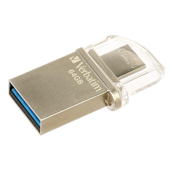 Verbatim USB flash disk OTG, 3.0/Micro, 64GB, Micro Drive, stříbrný, 49827, pro archivaci dat