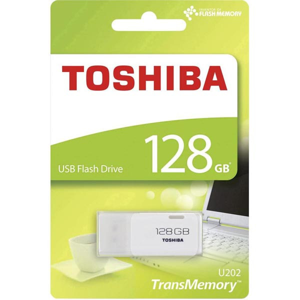 Toshiba USB flash disk, USB 2.0, 128GB, U202, bílý, PD128G20TU202WR, THN-U202W1280E4, USB A, s k