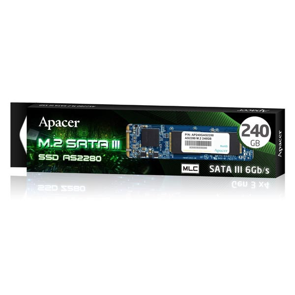 SSD Apacer M.2 SATA III, M.2 SATA III, 240GB, AS2280, AP240GAS2280-1 350 MB/s,520 MB/s