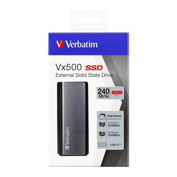 Externí disk SSD Vx500 Verbatim USB 3.0 (3.2 Gen 1), 240GB, 47442 stříbrný