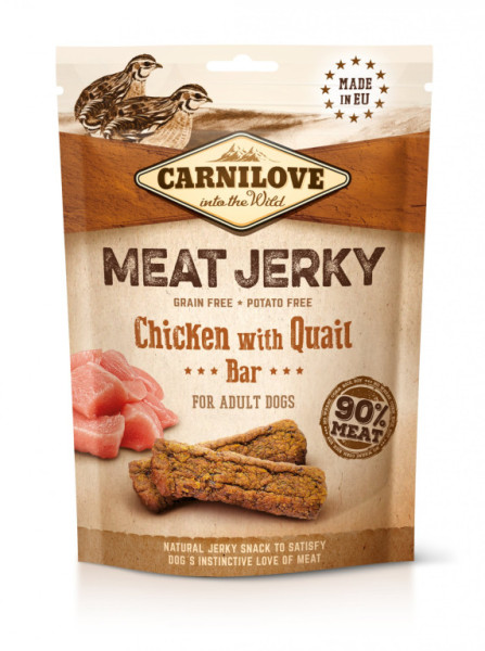 Carnilove Jerky Pałeczki z kurczaka z przepiórką 100 g