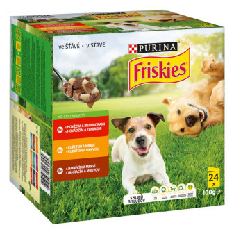 Kapsička FRISKIES ADULT Dog multipack hovezí+kurča+jahňacie v šťave 24x100g