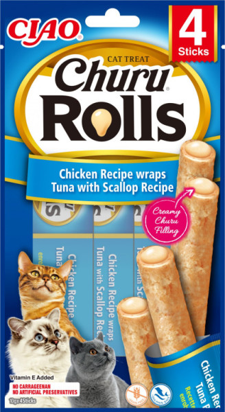 Churu Cat Rolls - kurczak, tuńczyk i przegrzebki 40g