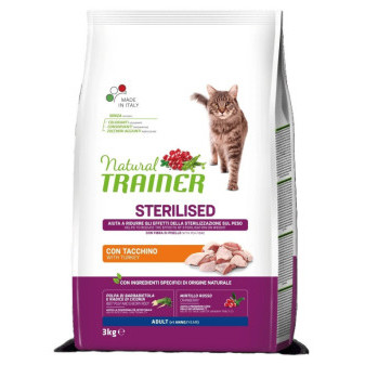 TRAINER Natural Cat Sterilised krůtí maso 3kg