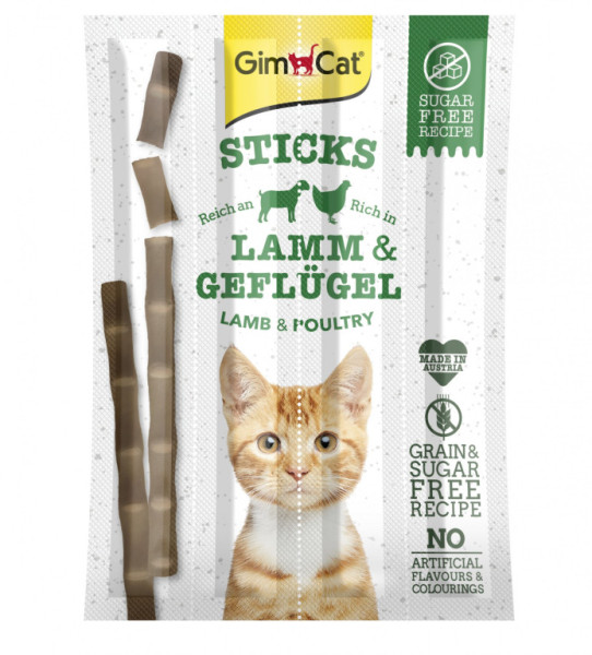 GIMCAT STICKS jahňacia + hydina 4ks