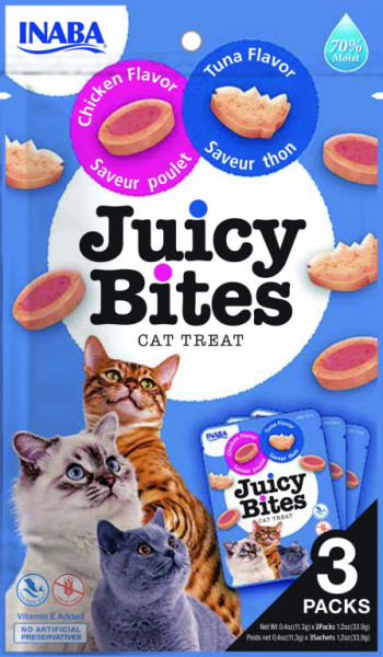 Inaba cat Juicy Bites - tuňák, kuře 33,9g