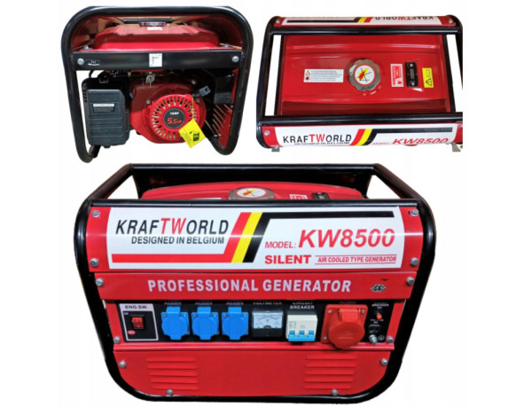 KraftWorld Třífázová benzínová elektrocentrála KW-8500 2 kW