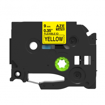 Alternativní páska Brother TZ-FX621/TZe-FX621, 9mm x 8m, flexi, černý tisk/žlutý podklad