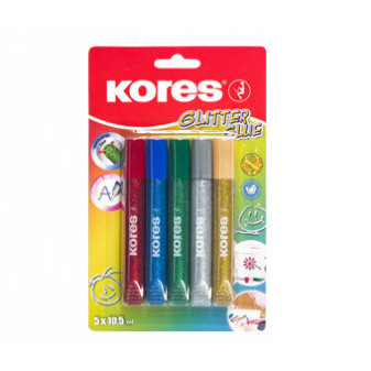 Kores Glitter Glue, 10,5 ml, lepidlo se třpytkami, 5 barev (75000)