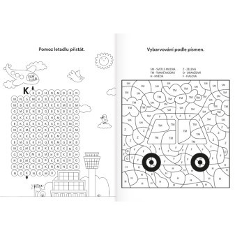 Omalovánka A4 - Procvičujeme abecedu - Ve světě dopravy