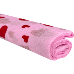 Krepový papír - Srdce na růžovém 0,5x2m 28 g/m2 C14D59