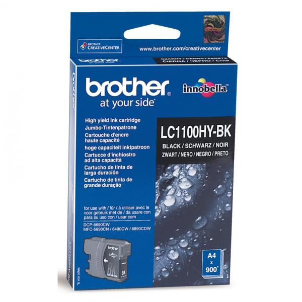 Brother originální ink LC-1100HYBK, black, 900str., high capacity, Brother DCP-6690CW, MFC-6490C