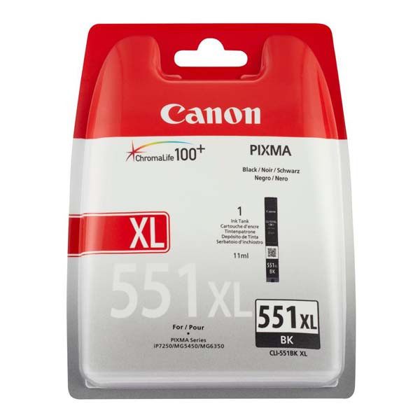 Canon originální ink CLI551BK XL, black, blistr, 11ml, 6443B004, high capacity, Canon PIXMA iP72
