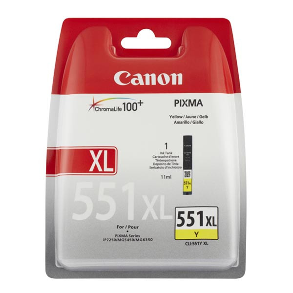 Canon originální ink CLI551Y XL, yellow, blistr, 11ml, 6446B004, high capacity, Canon PIXMA iP72