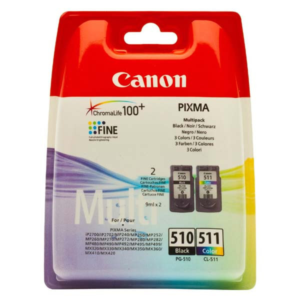 Canon originální ink PG-510/CL-511, black/color, blistr, 220, 245str., 9ml, 2970B010, Canon MP24