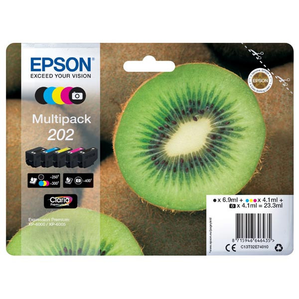 Epson originální ink 13T02E74010, 202, CMYK, 1x6.9ml, 4x4.1ml, Epson XP-6000, XP-6005
