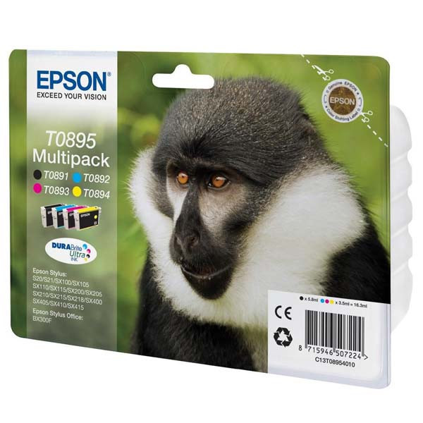 Epson originální ink C13T08954010, CMYK, 3x3,5/5,8ml, Epson Stylus S20, SX100, SX200, SX400