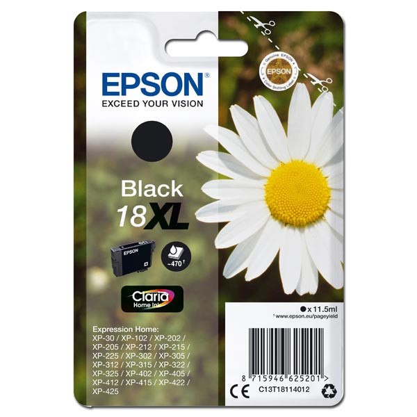 Epson originální ink C13T18114012, T181140, 18XL, black, 11,5ml, Epson Expression Home XP-102, X