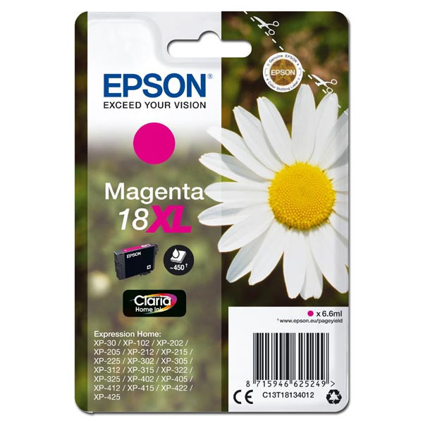Epson originální ink C13T18134012, T181340, 18XL, magenta, 6,6ml, Epson Expression Home XP-102,