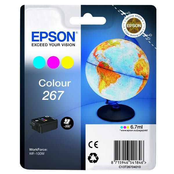 Epson originální ink C13T26704010, 267, color, 6,7ml, Epson WF-100W