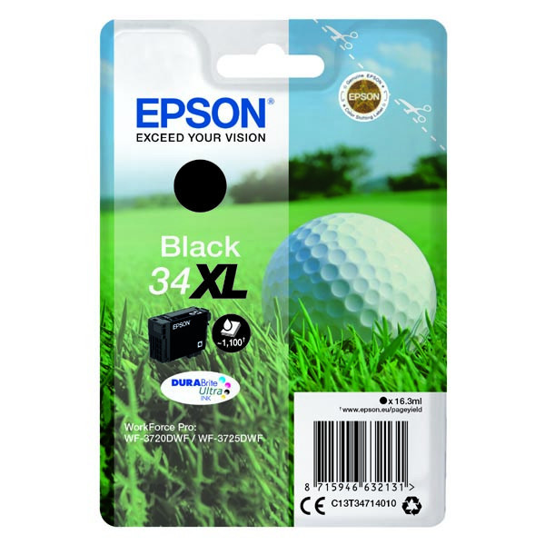 Epson originální ink C13T34714010, T347140, 34XL, black, 16.3ml, Epson WF-3720DWF, 3725DWF