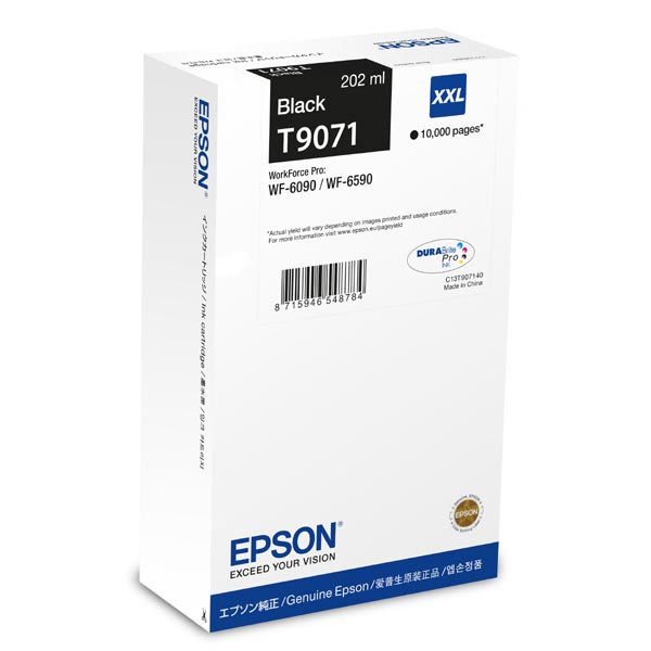 Epson originální ink C13T907140, T9071, XXL, black, 202ml, Epson WorkForce Pro WF-6090DW