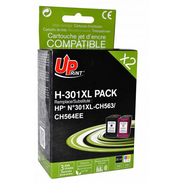 UPrint kompatibilní ink s CH563EE+CH564EE, HP 301XL, black+color, 20+21ml, H-301XL-PACK, pro HP