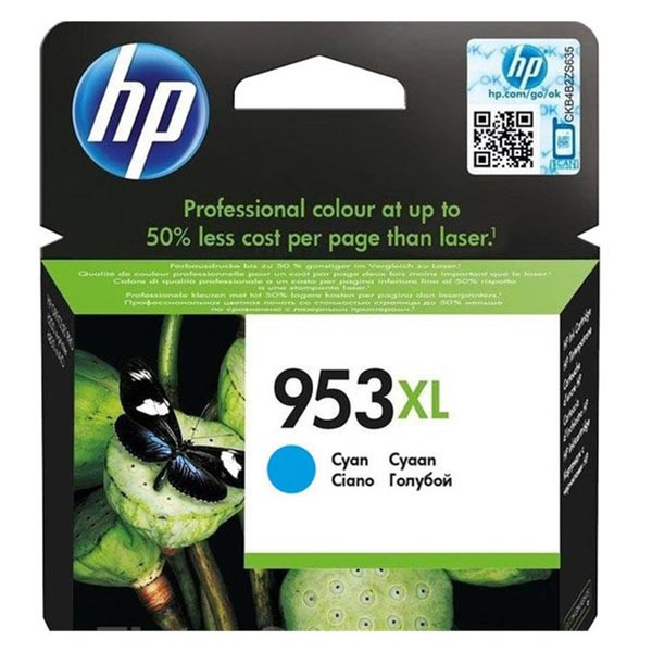 HP originální ink F6U16AE, HP 953XL, cyan, 1600str., 20ml, high capacity, HP OfficeJet Pro 8218,