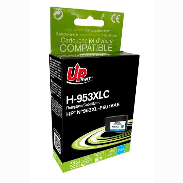 UPrint kompatibilní ink s F6U16AE, F6U16AE, HP 953XL, cyan, 1800str., 25ml, H-953XLC, high capac