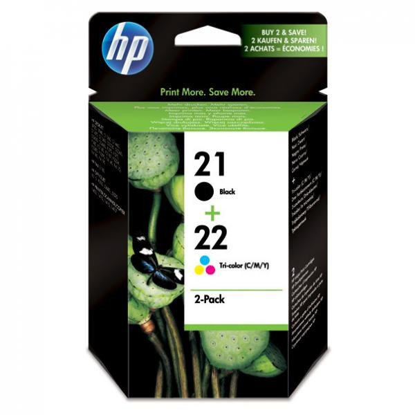HP originální ink SD367AE, HP 21 + HP 22, black/color, 190/165str., 2ks, HP 2-Pack, C9351AE + C9