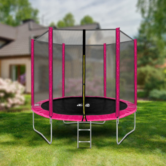 Aga SPORT TOP Trampolína 250 cm Růžová + ochranná síť + žebřík