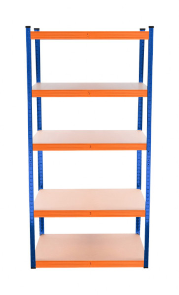 Aga Kovový regál 180x90x40 cm 5 polic Modrý/Oranžový