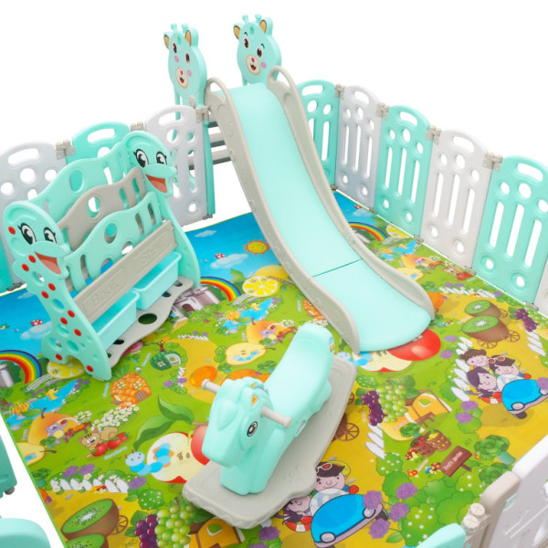 Aga4Kids Dětská plastová ohrádka s příslušenstvím 206x177x64 cm Zelená