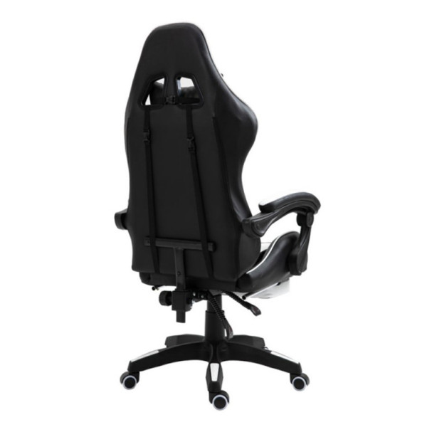Aga Herní židle Černo - Bílá s opěrkou pro nohy