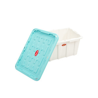 Doloni Úložný box s víkem 75x51x37 Bílý/Tyrkysový