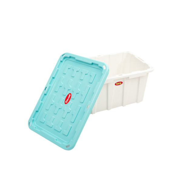 Doloni Úložný box s víkem 75x51x37 Bílý/Tyrkysový