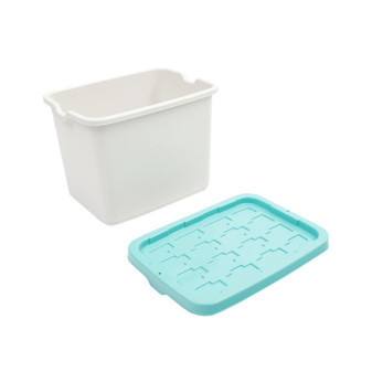 Doloni Úložný box s víkem 37x27x27 Bílý/Tyrkysový