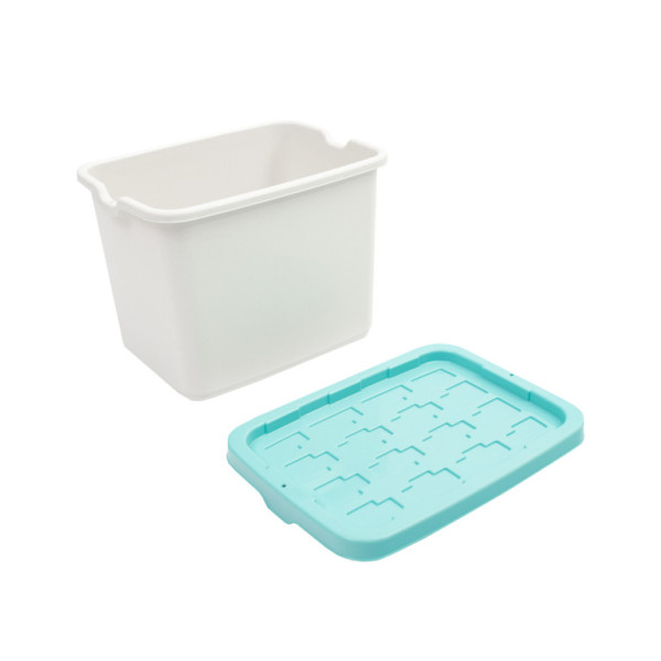 Doloni Úložný box s víkem 37x27x27 Bílý/Tyrkysový