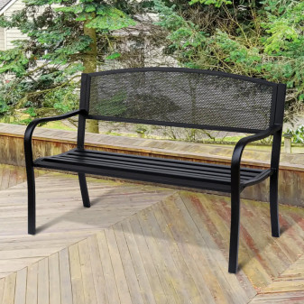 Aga Kovová zahradní lavice 127x60x87 cm Černá