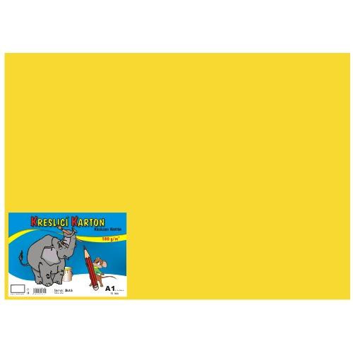Tektura do rysowania kolorowa A1 10 szt 180g żółta