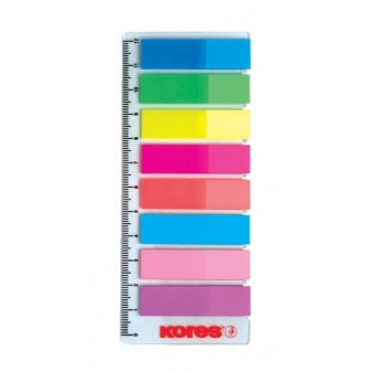 Zakładki indeksujące Kores na linijce, 45x12mm, 8 kolorów