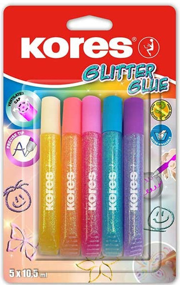 Kores Glitter Glue pastel, 10,5 ml, 5 barev (75001)