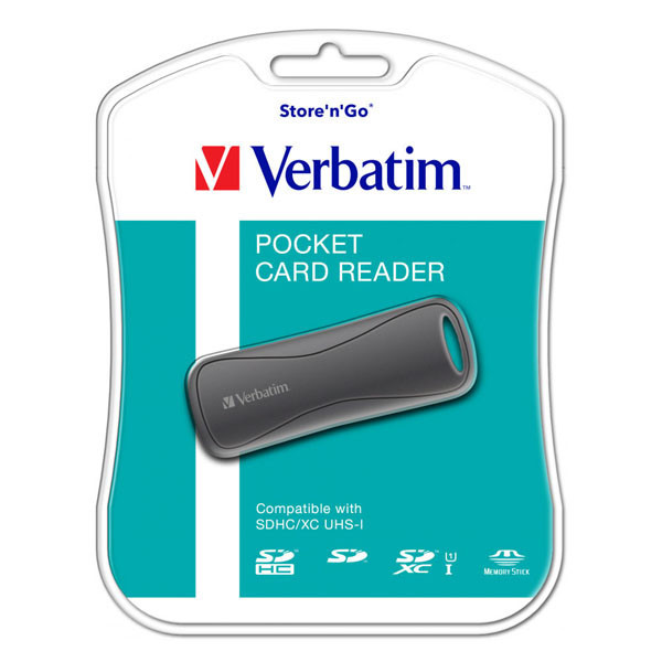 Verbatim čtečka paměťových karet USB (2.0), SD, miniSD, microSD, MMC, externí, šedá