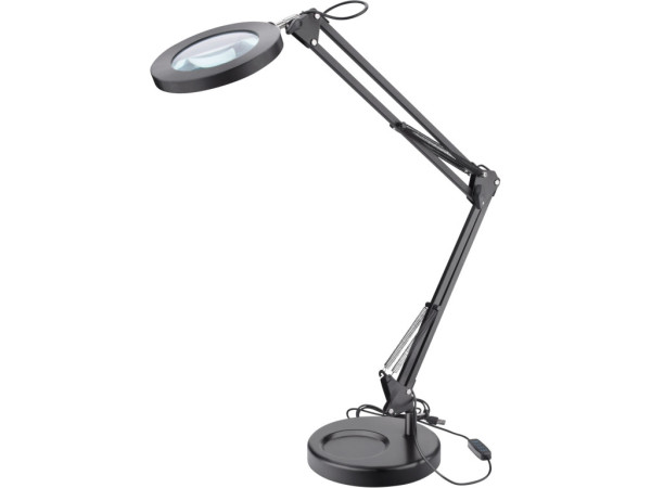 lampa stolná s lupou, USB napájanie, čierna, 2400lm, 3 farby svetla, 5x zväčšenie