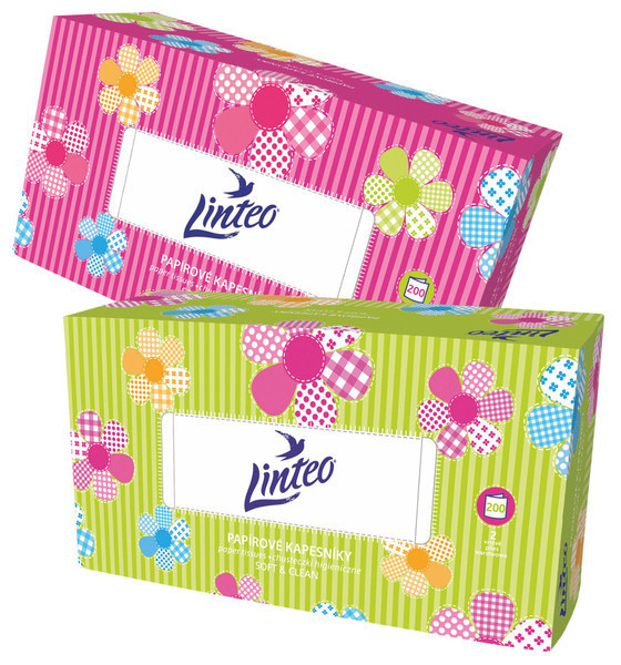 LINTEO kapesníky papírové box 2vrstvé bílé 200ks 195 x 195mm