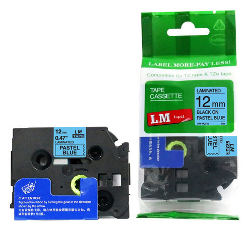 Alternativní páska Brother TZ-MQ531/TZe-MQ531 12 mm x 4 m černý tisk/ pastelově modrý podklad
