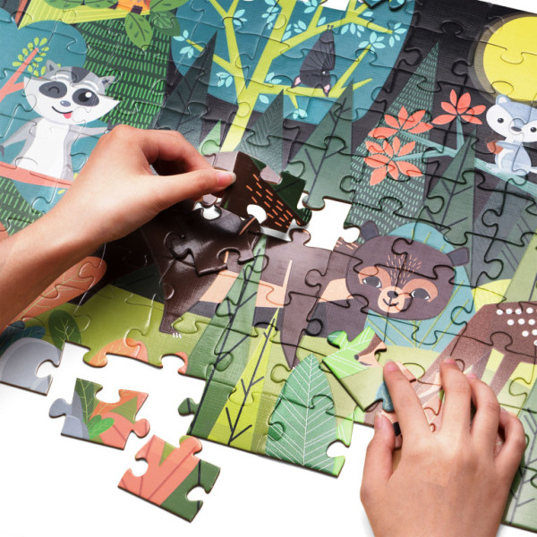 Aga4Kids Dětské svítící puzzle Zvířátka v lese 100 dílků
